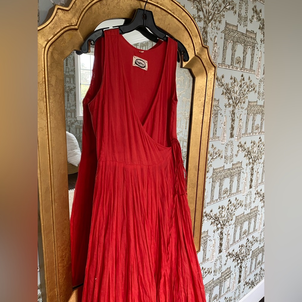 Red Indian Cotton Dancing Swirl Cocktail Dress